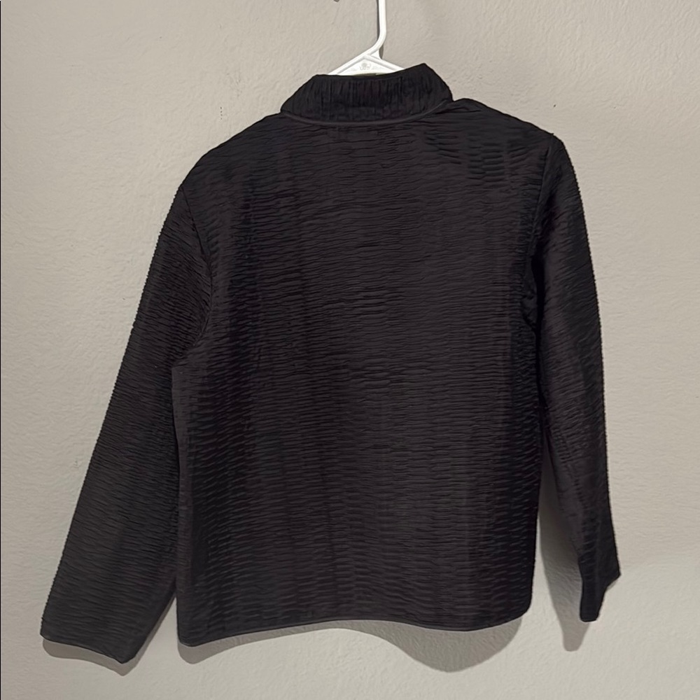 Chico's Black Blazer 💯 SILK textured evening jacket lightweight - Picture 5 of 7